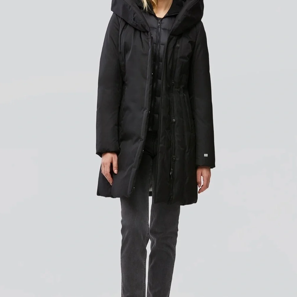 Soia & KYO CAMIELA Slim Fit Brushed Down Coat With Leather Trim - Picture 6 of 16